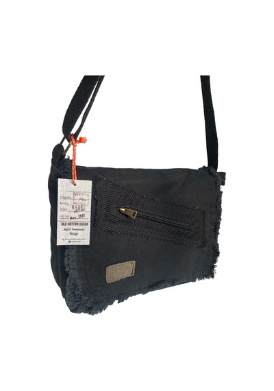 Old Cotton Cargo Vintage Salaş Orta Boy Unisex Günlük Çapraz Postacı Tablet Çantası M 32 Cm X 27 Cm Siyah