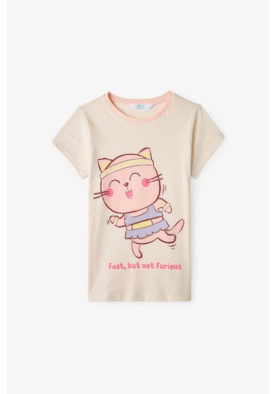 Penti  Ekru Kız Çocuk Fast Cat Pamuklu 2'li Pijama Takımı