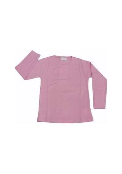 Özdemirli Bebe Basic Düz Bisiklet Yaka Uzun Kollu Likralı Badi Sweat T-shirt Pembe