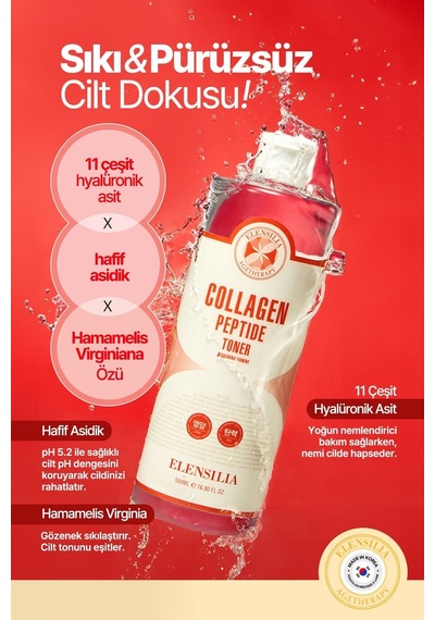 Elensılıa Kolajen ve Peptit İçeren   Tonik Elensilia Collagen Peptide Toner 500ml büyük boy