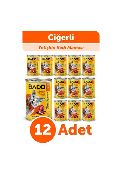 Bado Yetişkin Yaş Kedi Maması Ciğerli 400gr 12li