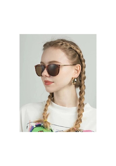 Leopar-kahverengi Yuvarlak Lentes De Sol Vintage&retro Güneş Gözlüğü Altın - Yeşil