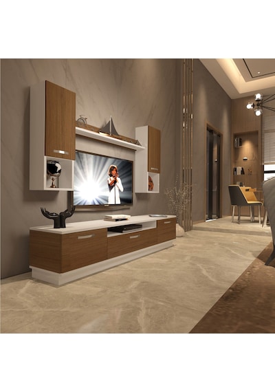 Decoraktiv Trio 5da Mdf Tv Ünitesi Tv Sehpası Beyaz - Ceviz