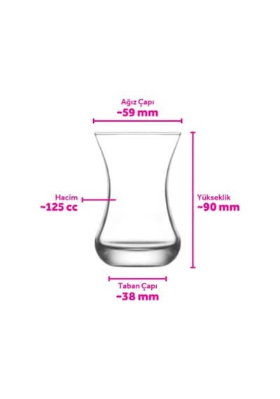 Lav Asena Cam Çay Bardağı 6 Kişilik 125 ml