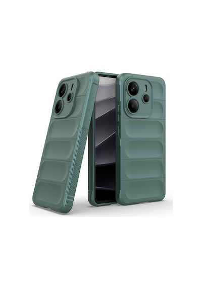 Xiaomi Redmi Note 14 4g Kılıf Esnek Tpu Oyuklu Arka Yüzey Tasarımlı Zore Etnik Silikon Kapak Koyu Yeşil