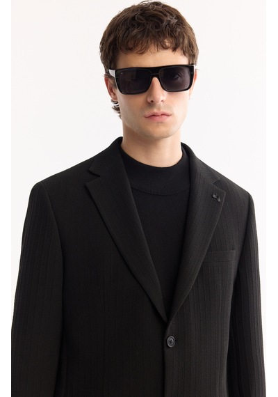 Avva Erkek Siyah Mono Yaka Bi-stretch Hafif Çizgili Blazer Comfort Slim Fit Ceket A52y4004 Avva Erkek Siyah Mono Yaka Bi-stretch Hafif Çizgili Blazer Comfort Slim Fit Ceket A52y4004