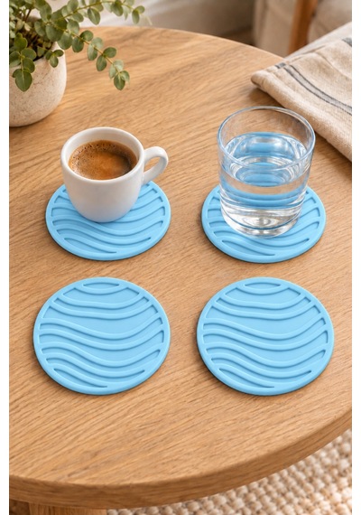 Rıpple Mini Dalga %100 Silikon Bardak Altlığı 8 Cm 4'lü Set Miner Çok  Renkli
