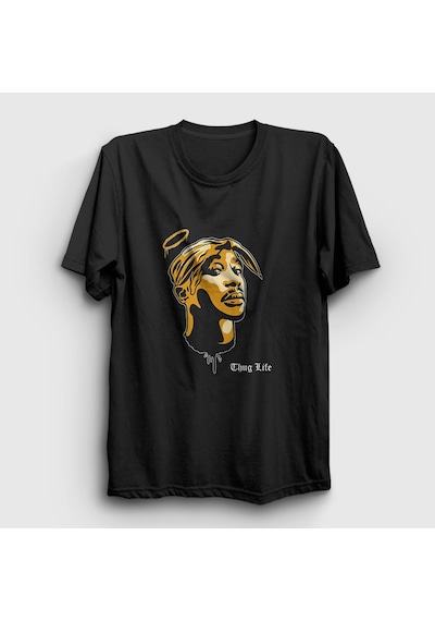 Presmono Unisex Angel Tupac Shakur T-shirt Siyah