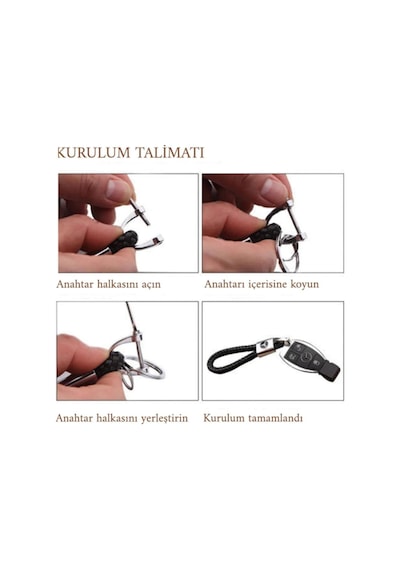Volkswagen Uyumlu Deri Örgü Anahtarlık Vida Kelepçeli Siyah