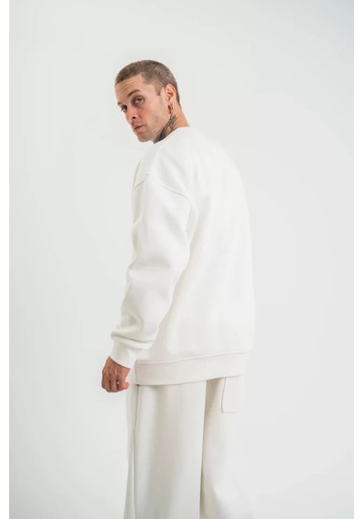 Suma Uzun Kol Bisiklet Yaka Basic Sweatshirt - Beyaz