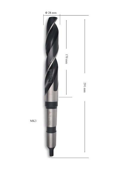 MTE 28 mm Mors Konik Saplı Matkap Ucu HSS (DIN 345)