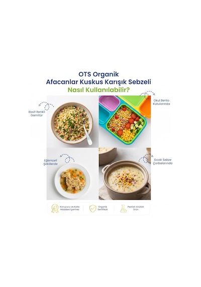 Ots Sebzeli Kuskus Makarna 350 gr. (Organik Sertifikalı, Pestisit Analizli)