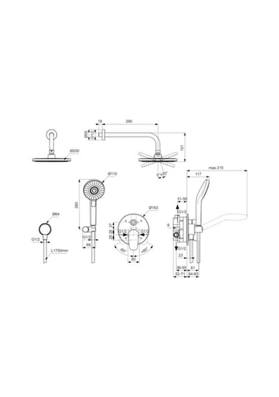 Ideal Standard BC447AA Ceraflex Ankastre Duş Sistemi Seti Krom