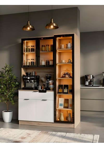 Dream Premium Kahve İstasyonu - Kahve Köşesi Ve Mutfak Ünitesi - Safir Meşe Füme Temperli Camlı Led Modül Safir Meşe Dream Premium Kahve İstasyonu - Kahve Köşesi Ve Mutfak Ünitesi - Safir Meşe Füme Temperli Camlı Led Modül Safir Meşe