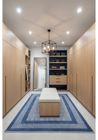 Mavi Modern Yıkanabilir Antibakteriyel Salon Halısı - Yo11543m