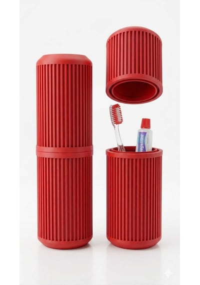 Seyahat Tipi Diş Fırçası Saklama Kabı Kırmızı