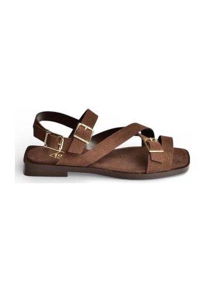 Fox Shoes Y458702602 Kahverengi Süet Toka Detaylı Kadın Sandalet Kahverengi