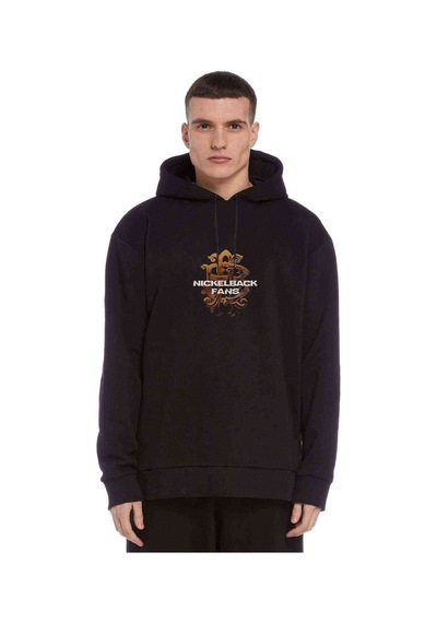Nickelback Fans Baskılı Siyah Erkek Örme Kapşonlu Sweatshirt
