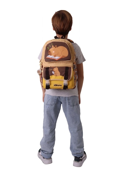 Kaukko Kids Dört Bölmeli Erkek Çocuk Clever Baskılı Kahverengi Okul Sırt Çantası - L5384