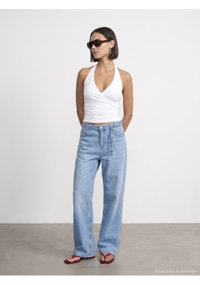 Dilvin 21268 Halter Top-beyaz
