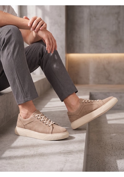 Whiteface Stilist Store Erkek Kum Rengi Hakiki Deri Casual Günlük Ayakkabı Sneaker