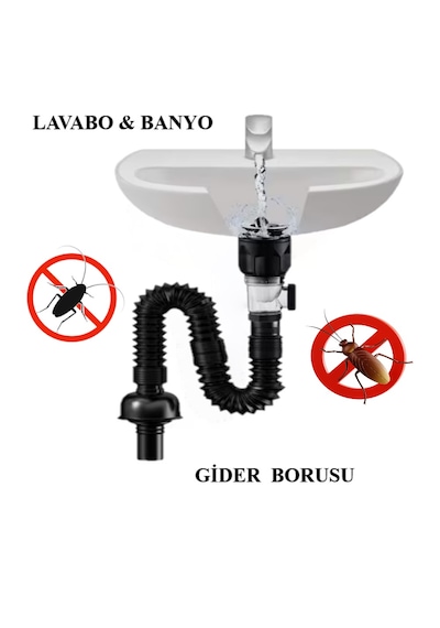 Koku Haşere Önleyici Banyo Lavabo Gider Borusu, Genişletilebilir Standart Banyo Ve Lavaboları İçin