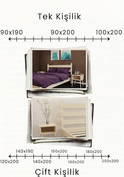 Natura Masif Ahşap Karyola Ve 2 Adet Komodin Vernik 90x200