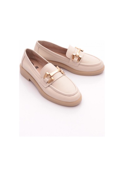 Dgn 2121-yz Kadin Loafer Ayakkabi Ekru