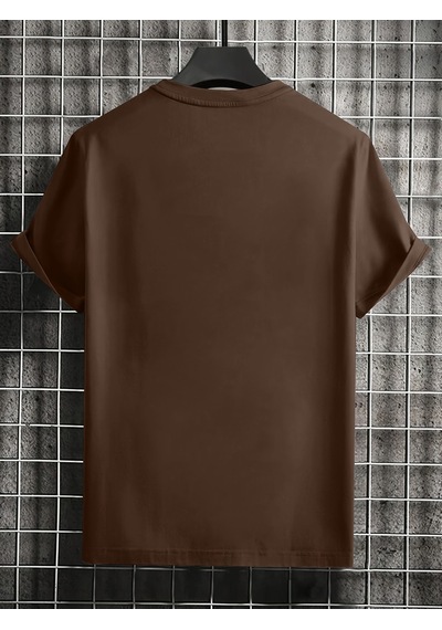 Unisex Think Outside The Box Baskılı Oversize Tshirt Kahverengi