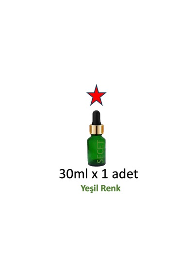 Damlalık 30 Ml Damlalıklı Cam Yeşil Şişe, Metal Gold Kapak