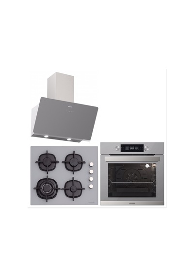 Silverline BO6505S01 - CS5429S01 - 3457 Soho 60 Gri Cam Ankastre Set