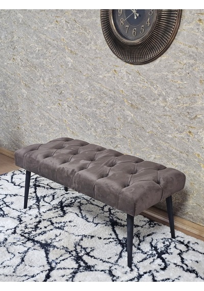 Zafir Siyah Boyalı Sivriltme Ayaklı 90 Cm Puf Bench - Puf - Bench - Kasalı Oturak - Oturak - Yatak Ucu Puf Kahverengi