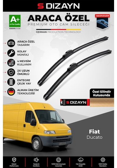 S-dizayn Fiat Ducato Ön Cam Silecek Seti 1994-2006 Premium Araca Özel 55-55 Cm A+ Kalite
