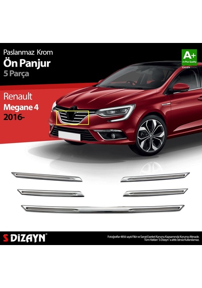 S-Dizayn  Renault Megane 4 Krom Ön Panjur 5 Prç. 2016-2020