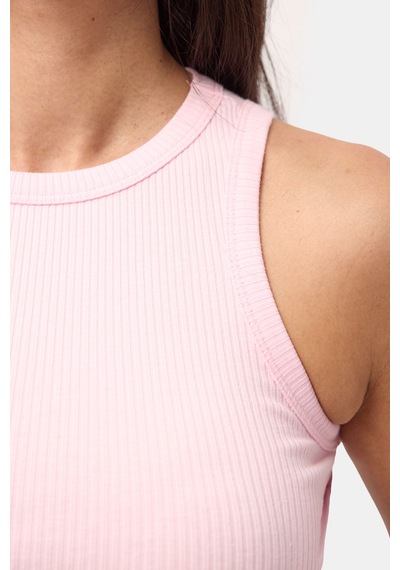 Kadın Pembe S6-98 Sıfır Kol Esnek Kumaş Crop Top