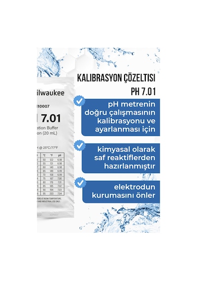 Milwaukee M10007b Ph 7.01 Kalibrasyon Çözeltisi 20 Ml Tek Kullanımlık Ph Tamponu 25 Adet