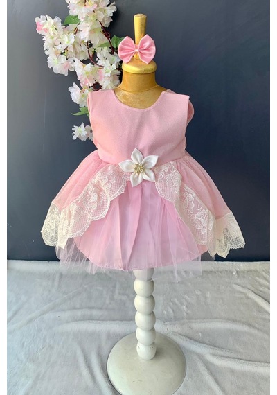 Mnk Baby & Kids Fistolu Tütülü Kız Bebek Elbise Pnpn160 Pembe