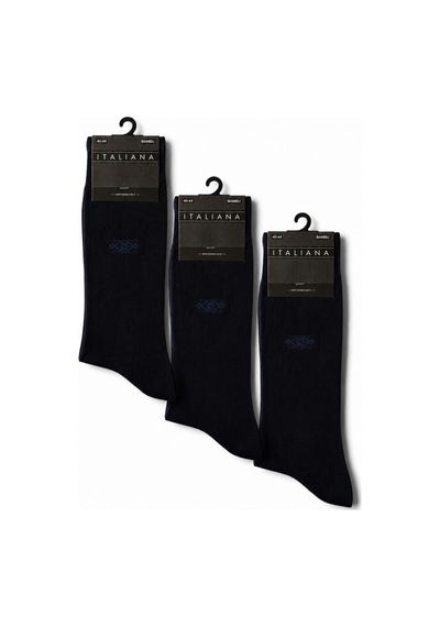 İtaliana Erkek Bari Bambu Desenli Çorap 3 Lü Paket - Lacivert