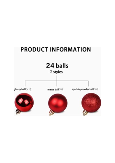 24 Adet 3 Cm Kırmızı & Altın Noel Ağacı Süs Topu Seti Mini Plastik Yılbaşı Dekor Topları