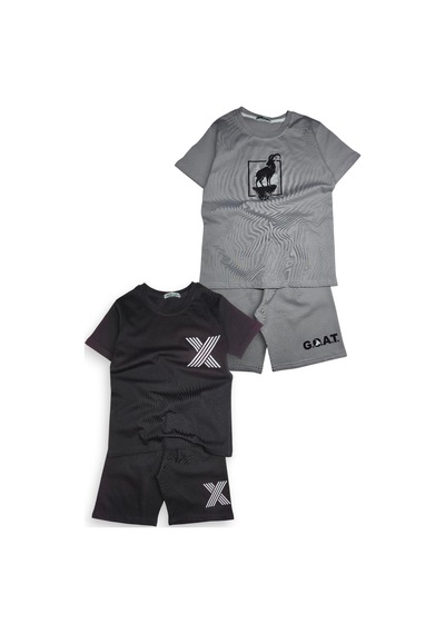 Minik Motion 2'li Set Kısa Kollu Tshirt Ve Şortlu Çocuk Minikmotion Alt Üst Takım Füme-siyah Minik Motion 2'li Set Kısa Kollu Tshirt Ve Şortlu Çocuk Minikmotion Alt Üst Takım Füme-siyah