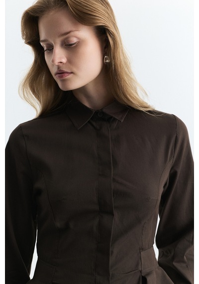 Antioch Peplum Poplin Gömlek Kahve