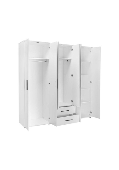 White 6 Kapaklı 2 Çekmeceli Gardırop-mat Beyaz 206x213x52 Cm Gxyxd