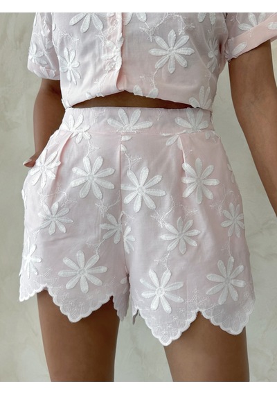 Verymoda D 2915 Nakışlı Şort D2915 Pembe