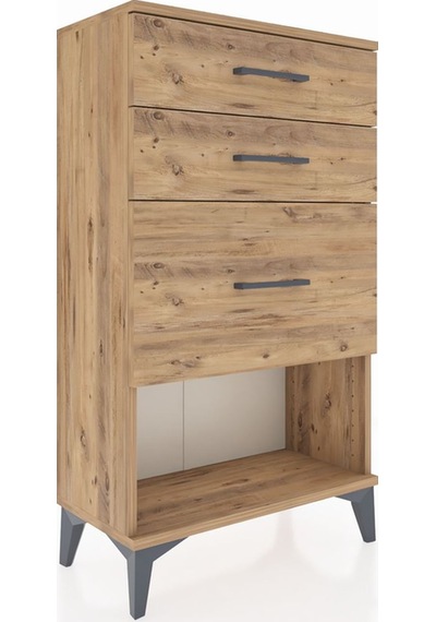 Arges Komodin 3 Çekmeceli 60x30x106 Çam-çam Çam