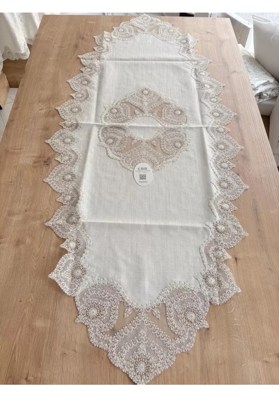 Salon Takımı Çeyizlik Krem Runner Set 5 Parça Keten Ranır Masa Konsol Sehpa Örtüsü Kartanesi Çok Renkli