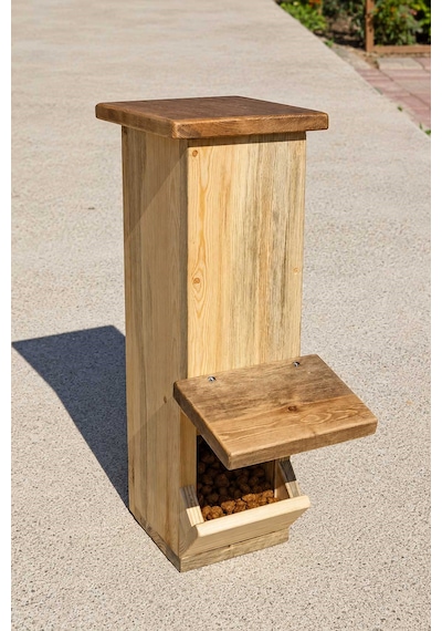 Reyo Narım Kedi Mama İstasyonu Ahşap Su Geçirmez İç Ve Dış Mekan Mama Standı 50x20x20 Cm