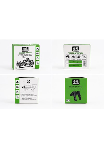 Kl34 Motosiklet / Bisiklet Ve E-scooter Uyumlu Telefon Tutucu Ayna + Gidona Bağlantılı