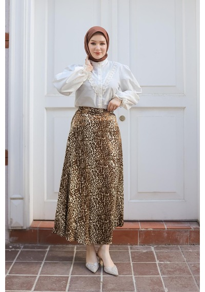 Armine Trend Leopar Desenli Etek-kahverengi 24kt103 Kahverengi