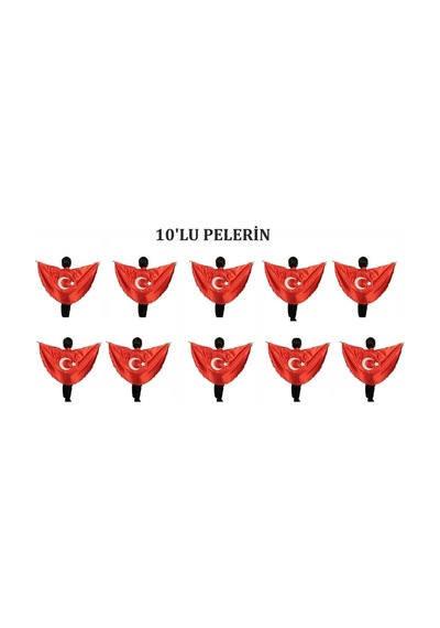 Çlm Store Türk Bayraklı Ayyıldızlı Pelerin Kırmızı 10 Adet Kırmızı 10 Adet