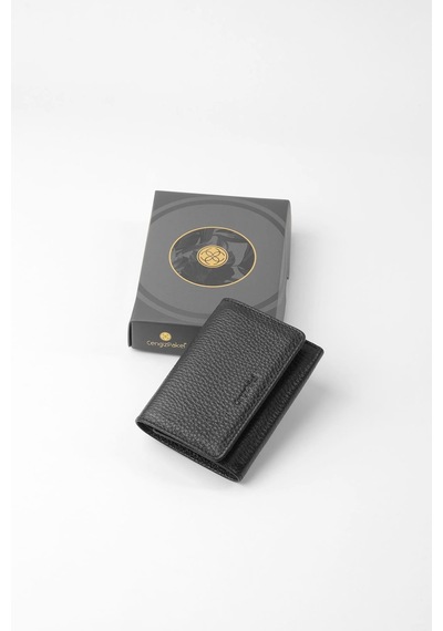 Cengiz Pakel Hakiki Deri Gizli Mıknatıs Detaylı Unisex Cüzdan - 13708 - Siyah 13708-siyah